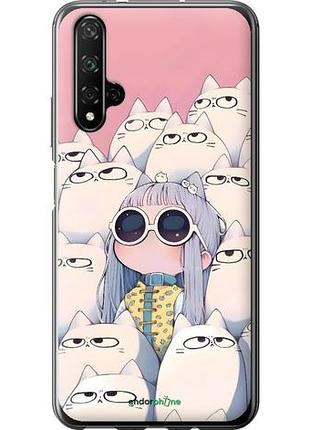 Чехол на huawei nova 5t милая девочка и коты хуавей нова 5т
