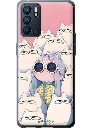 Чехол на oppo reno6 5g милая девочка и коты оппо рено6 5г