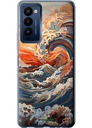 Чехол на tecno camon 18 ch6n арт волны текно камон 18 сх6n