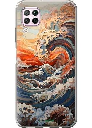 Чехол на huawei p40 lite арт волны хуавей п40 лайт