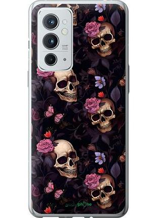 Чехол на oneplus 9rt черепа и розы 1+ 9рт