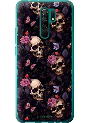 Чохол на xiaomi redmi 9 черепа та троянди