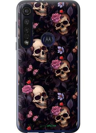 Чохол на motorola g8 plus черепа та троянди