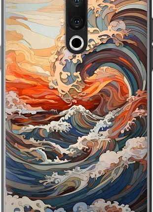 Чехол на meizu 15 plus арт волны мейзу 15 плюс