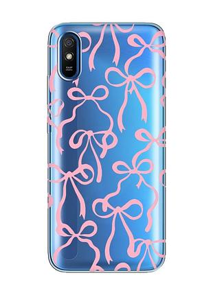 Прозрачный чехол на xiaomi redmi 9a бантики (принт 406)