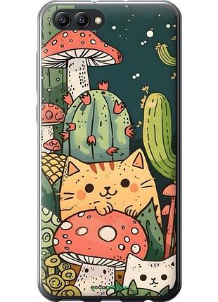 Чехол на huawei honor v10 / view 10 коты грибы хуавей хонор в10 / вью 10