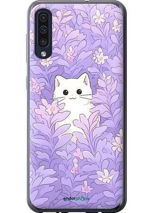 Чехол на samsung galaxy a50 2019 a505f котик в цветах самсунг а50 2019 а505ф
