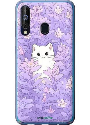 Чехол на samsung galaxy a60 2019 a606f котик в цветах самсунг а60 2019 а606ф