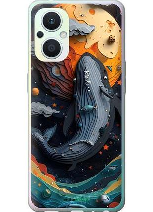 Чехол на oppo reno8 lite кит в космосе
