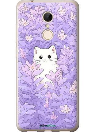 Чехол на xiaomi redmi 5 котик в цветах сяоми редми 5