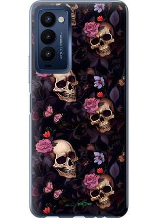 Чехол на tecno camon 18 ch6n черепа и розы текно камон 18 сх6n
