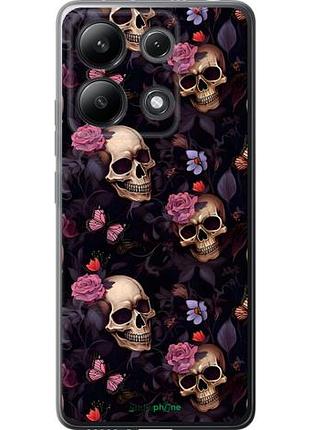 Чехол на xiaomi redmi note 13 4g черепа и розы сяоми редми ноут 13 4г