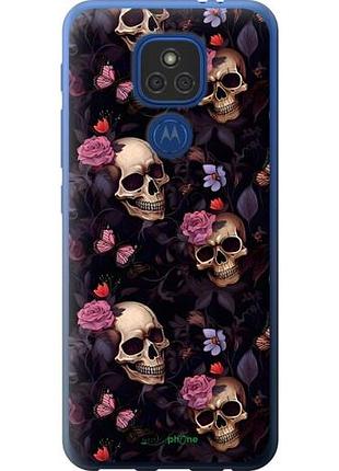 Чохол на motorola e7 plus черепа та троянди