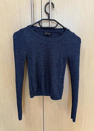 Світер кроп топ вʼязаний бірюзовий topshop xs