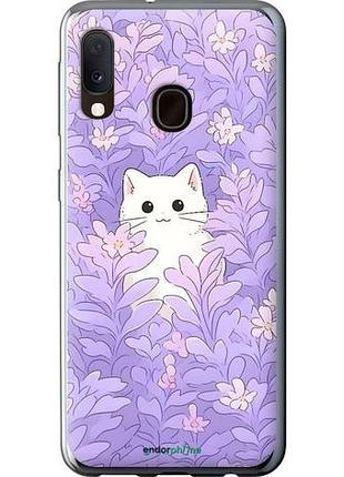 Чохол на samsung galaxy a20e a202f котик у квітах
