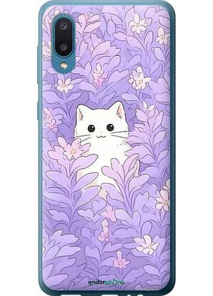 Чехол на samsung galaxy a02 a022g котик в цветах самсунг а02 а022г
