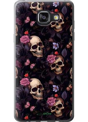 Чехол на samsung galaxy a5 (2016) a510f черепа и розы самсунг а5 (2016) а510ф