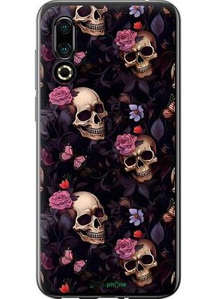 Чехол на meizu 16s черепа и розы мейзу 16с