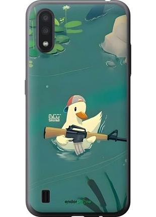 Чехол на samsung galaxy a01 a015f уточка с автоматом самсунг а01 а015ф