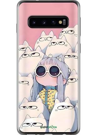 Чехол на samsung galaxy s10 милая девочка и коты самсунг с10