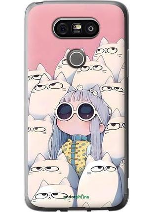 Чехол на lg g5 h860 милая девочка и коты лг г5 х860