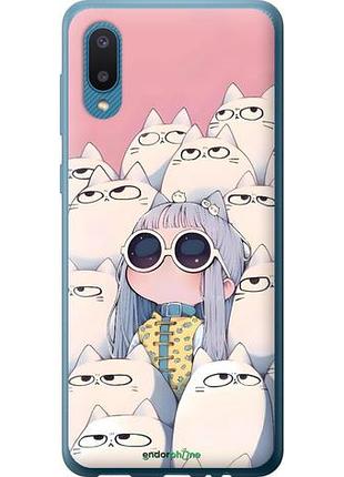 Чехол на samsung galaxy a02 a022g милая девочка и коты самсунг а02 а022г
