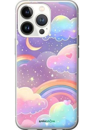 Чехол на iphone 13 pro облака и радуга
