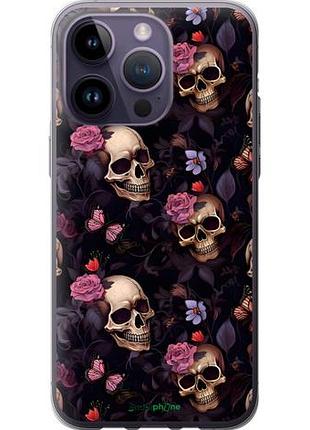 Чохол на iphone 14 pro max черепа та троянди