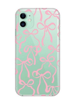 Прозрачный чехол на apple iphone 11 (6,1) бантики (принт 406)