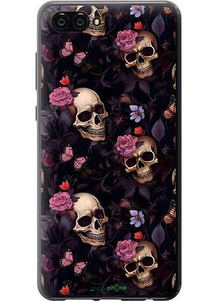 Чехол на huawei nova 2s черепа и розы хуавей нова 2с