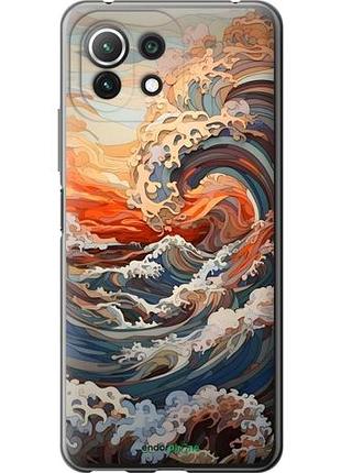 Чехол на xiaomi mi 11 lite арт волны сяоми ми 11 лайт