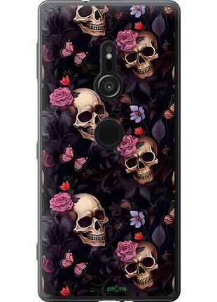 Чехол на sony xperia xz2 h8266 черепа и розы сони эксперия хз2 х8266