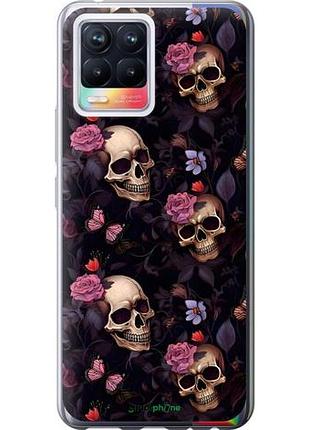 Чохол на realme 8 черепа та троянди