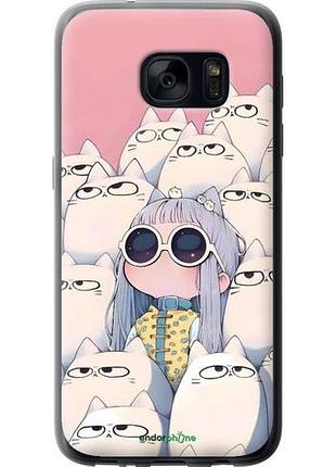 Чехол на samsung galaxy s7 g930f милая девочка и коты самсунг с7 г930ф