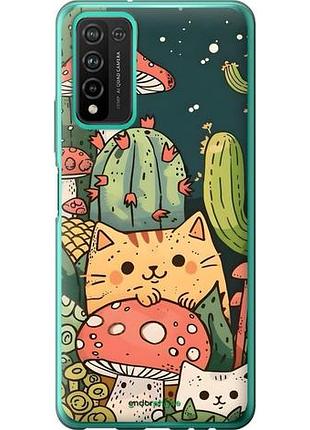Чехол на huawei honor 10x lite коты грибы хуавей хонор 10х лайт