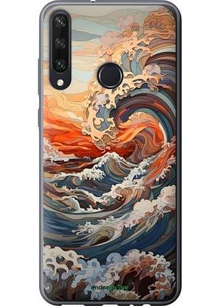 Чехол на huawei y6p арт волны хуавей у6p