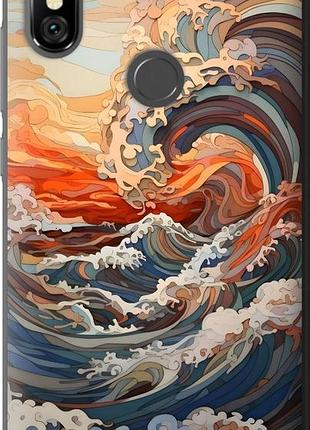 Чехол на xiaomi redmi note 6 pro арт волны сяоми редми ноут 6 про