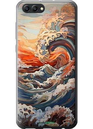 Чехол на huawei honor v10 / view 10 арт волны хуавей хонор в10 / вью 10