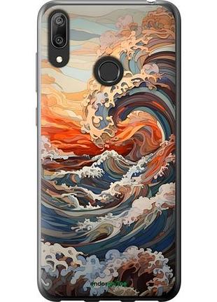 Чехол на huawei y7 2019 арт волны хуавей у7 2019