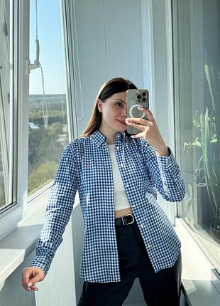 Женская светло-синяя рубашка в клетку ralph lauren 1+1=3 2