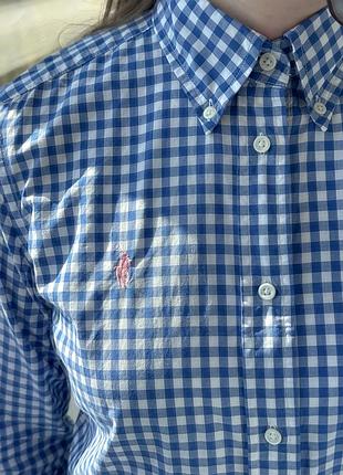 Женская светло-синяя рубашка в клетку ralph lauren 1+1=3 7