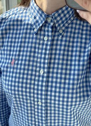 Женская светло-синяя рубашка в клетку ralph lauren 1+1=3 8