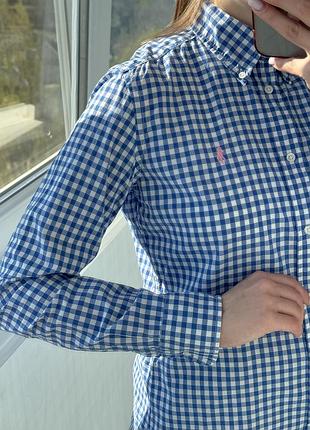 Женская светло-синяя рубашка в клетку ralph lauren 1+1=3 10