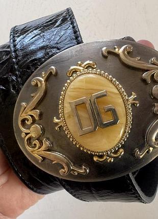 Модний ремінь dolce &amp; gabbana, чорний, натуральна шкіра, лак, декор із оніксу, розмір 85 — 95