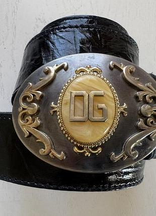 Модний ремінь dolce &amp; gabbana, чорний, натуральна шкіра, лак, декор із оніксу, розмір 85 — 95 3