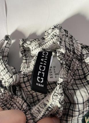 Дівчача блуза від бренду h&m (divided), 14-15р/ххs в стилі кантрі чи бохо, блуза h&m из вискозы в клетку с цветочной вышивкой и длинными рукавами, б/у 6