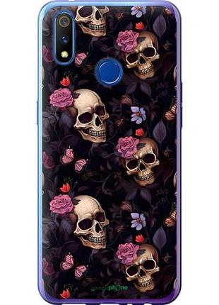 Чохол на realme 3 pro черепа та троянди