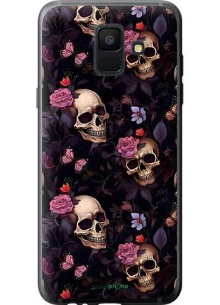 Чехол на samsung galaxy a6 2018 черепа и розы самсунг а6 2018