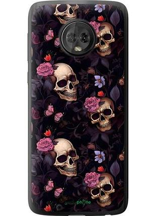Чехол на motorola moto g6 черепа и розы моторола мото г6