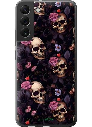Чехол на samsung galaxy s22 plus черепа и розы самсунг с22 плюс